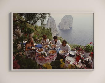 Slim Aarons Dining Al Fresco On Capri Print: Vintage Photography Poster