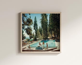 slim aarons Pool At Lake Tahoe Print , Vintage Photography Wall Art