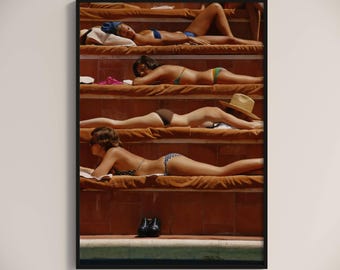 Slim Aarons Sunbathing On Capri Print  Poster, Vintage Photography Print