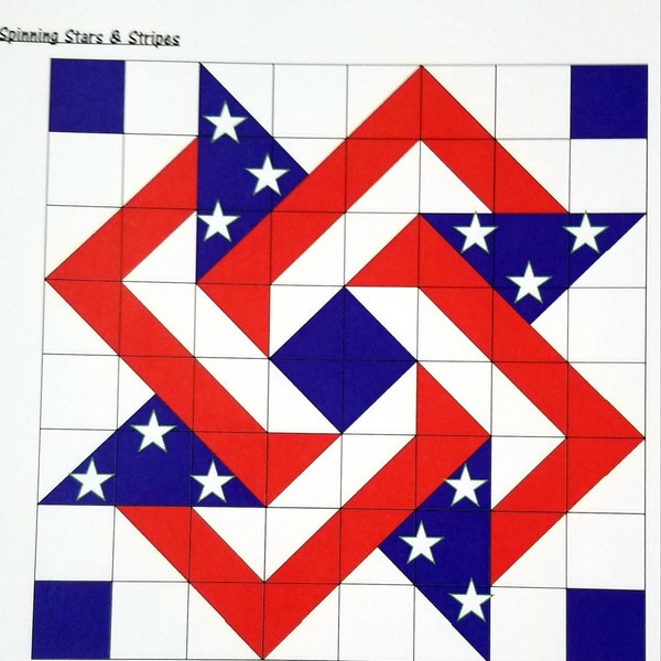 Spinning Stars &Stripes Barn Quilt PATTERN and Star Decals