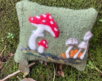 Mushrooms Felted Wool Clutch