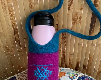 Sacred Felted Wool Water Bottle Carrier