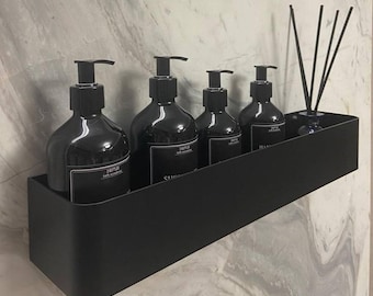 Black Stainless Steel Bathroom Shelf: Modern Minimalist Floating Shelving