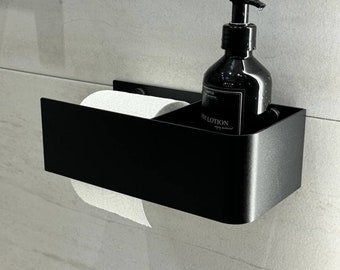 Toilet paper holder with shelf. Black toilet paper holder. Stainless steel paper holder. Floating toilet shelf. Wall toilet paper storage