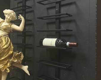Modern Metal Wine Rack: Wall Mounted 10-Bottle Display