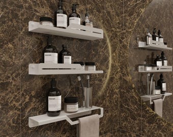 Set of 3 Modern Stainless Steel Bathroom Shelves Model 4012: Wall Mounted Shower Caddy