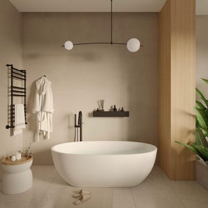 Matte Black Stainless Steel 304 Bathroom Shelf | Powder Coated Floating Wall Shelf | Modern Luxury Bath Storage | White & Graphite Available image 2