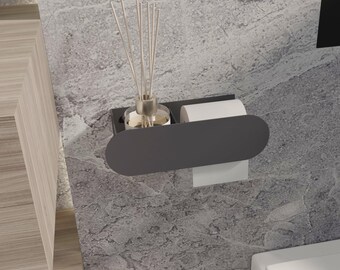 Stainless Steel Toilet Paper Holder with Shelf Model 4025R - Modern Bathroom Storage