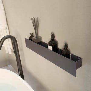 Matte Black Stainless Steel 304 Bathroom Shelf | Powder Coated Floating Wall Shelf | Modern Luxury Bath Storage | White & Graphite Available image 3