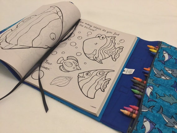 Childrens Coloring Book Tote, Kids Art Portfolio, Traveling Art