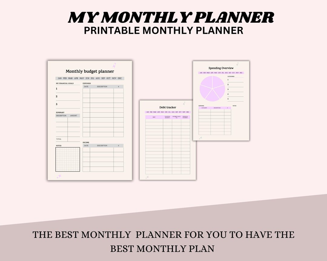 Printable Monthly Budget Planner, Budget Template, Finance Planner ...