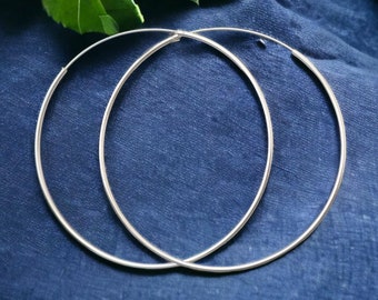 Kolczyki koła ze srebra próby 925 – Oryginalne srebrne kolczyki koła dla kobiet 45–80 mm – Prosta biżuteria – Kolczyki na prezent – Ponadczasowe i eleganckie, idealne na każdą okazję