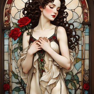 La femme à la rose  | The woman with a rose | New Art Nouveau | Art Nouveau Woman | Art Nouveau Print | New Art Nouveau | Art Deco |