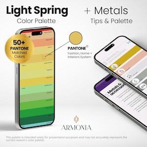 Light Spring Color Palette for Shopping + Metals | Color Analysis Digital Swatch Fan