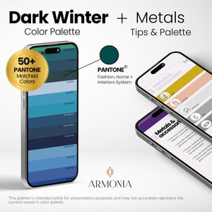 Paleta de cores inverno escuro para compras + metais | Ventilador de amostra digital de análise de cores | Inverno Profundo
