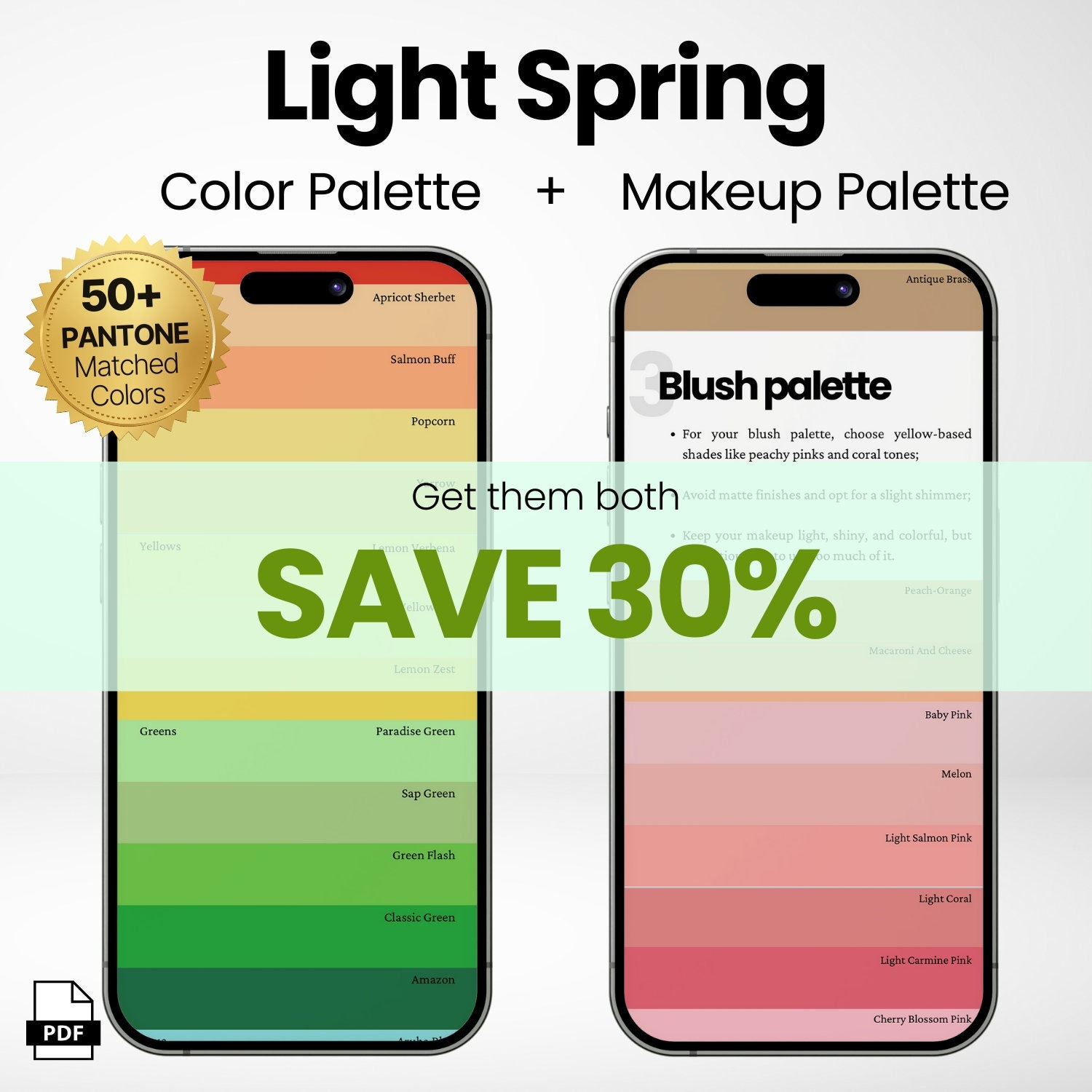 Light Spring Color Palette + Makeup Tips (digital Swatch Fan) - Etsy