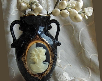 Darling Faux Marble Ceramic Vase with applied Resin Cameo