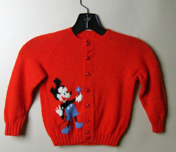 1950s childs hand knit cardigan sweater with old s