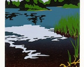 Northwoods Pond - Original Color-Reduction Woodcut