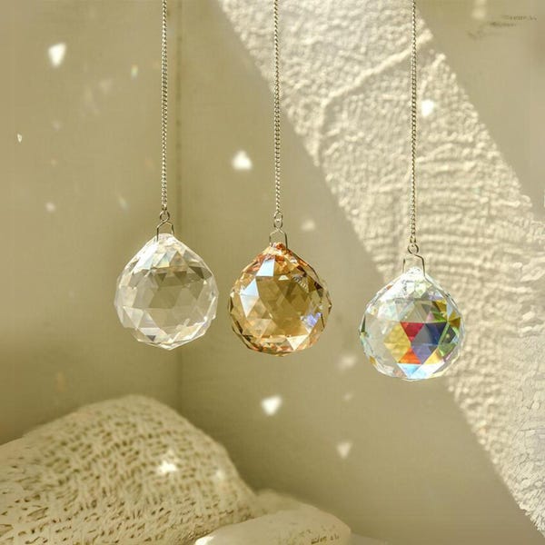Clear Crystal Ball Suncatcher, Prism Sun Catcher Window Decoration, Prism Ball Hanging, Gift For Girlfriend, Rainbow Maker