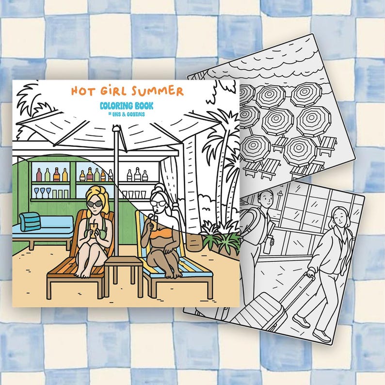Hot Girl Summer Coloring Book, Summer Coloring Book, Relaxing Break, Coloring Book for Adults, Coloring Books by Lines&GoodTimes image 1