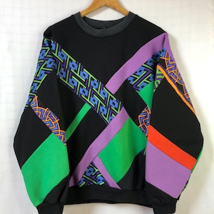 Sudadera Vintage Lotto Reworked - 1 de 1 | Verde y negro | Estilo años 90, corte oversize, diseño de bloques, hecha a mano, reciclada, unisex, talla M