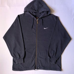 Vintage Nike Hoodie | Navy Blue | 90s Boxy Zip Hoodie, Aesthetic Look, Embroidery Swoosh, Streetwear, Unisex, Size M