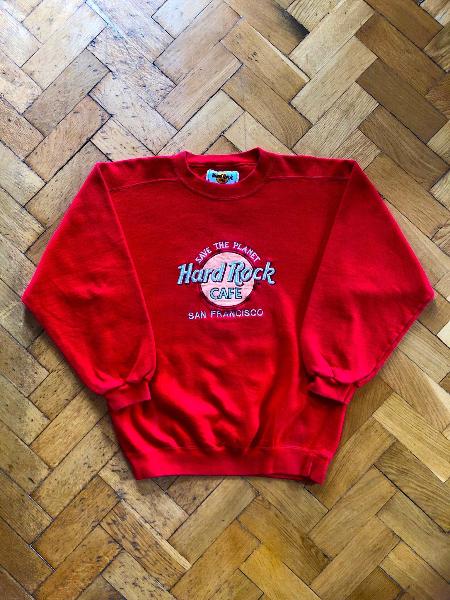 USA製 XL 90s ハードロックカフェ ニューヨーク 刺繍 スウェット黒