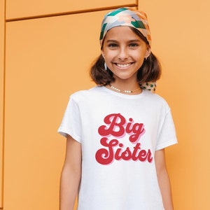 Big Sister Retro - Child Shirt| Little Girl Tshirt | Sister Shirt | Kid Shirt | Sister Shirts | Pink TShirt| Pregnancy Reveal| New Sibling