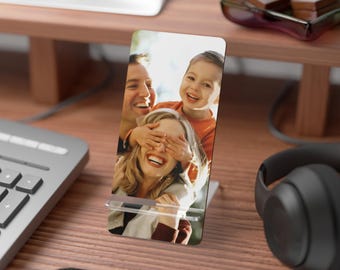 Soporte para teléfono con foto familiar personalizada, expositor personal para smartphone, regalo de escritorio o de oficina, detalle navideño, expositor económico para fotos familiares en el móvil