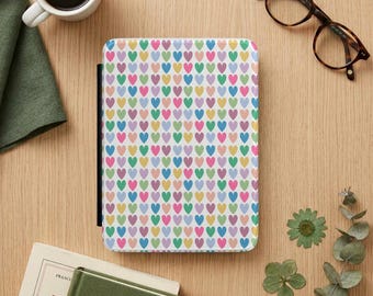 Girly Colorful Heart Kindle Paperwhite 2024 Case Magnetic Detachable with Strap| Gift for Book lovers Kindle Paperwhite Cover | 7inch Kindle