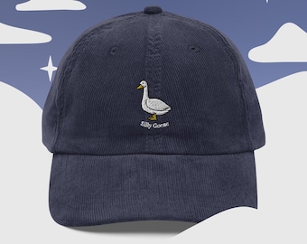 Gorra de pana bordada de Silly Goose / Bordado de alta calidad de Silly Goose / Regalos navideños tontos / Gorra bordada