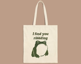 Bolso de mano "Te encuentro rana nervuda" / Ilustración wabi sabi, estilo Matsumoto Hoji