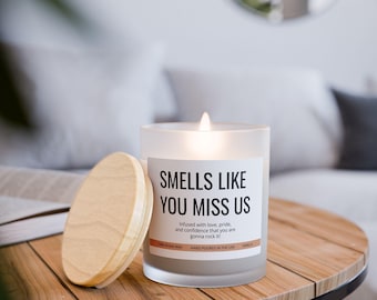 Huele a que nos extrañas Regalo de despedida Vela perfumada Universidad Ida Nuevo trabajo Mudanza Jubilación Marcha a larga distancia Mejor amigo Nueva ciudad