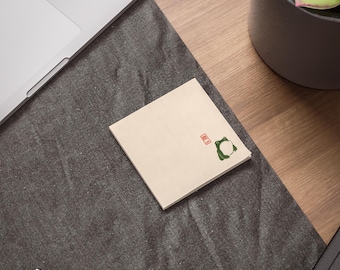 Notas adhesivas de rana japonesas, diseño minimalista inspirado en Hoji Matsumoto, bloc de notas adhesivas, rana no impresionada, regalo, papelería