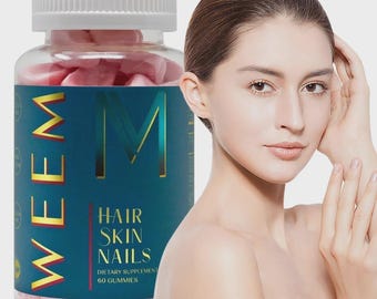 Packs WEEM Hair Skin and Nails Gummies, Vegan biotin Vitamins, Healthy Hair