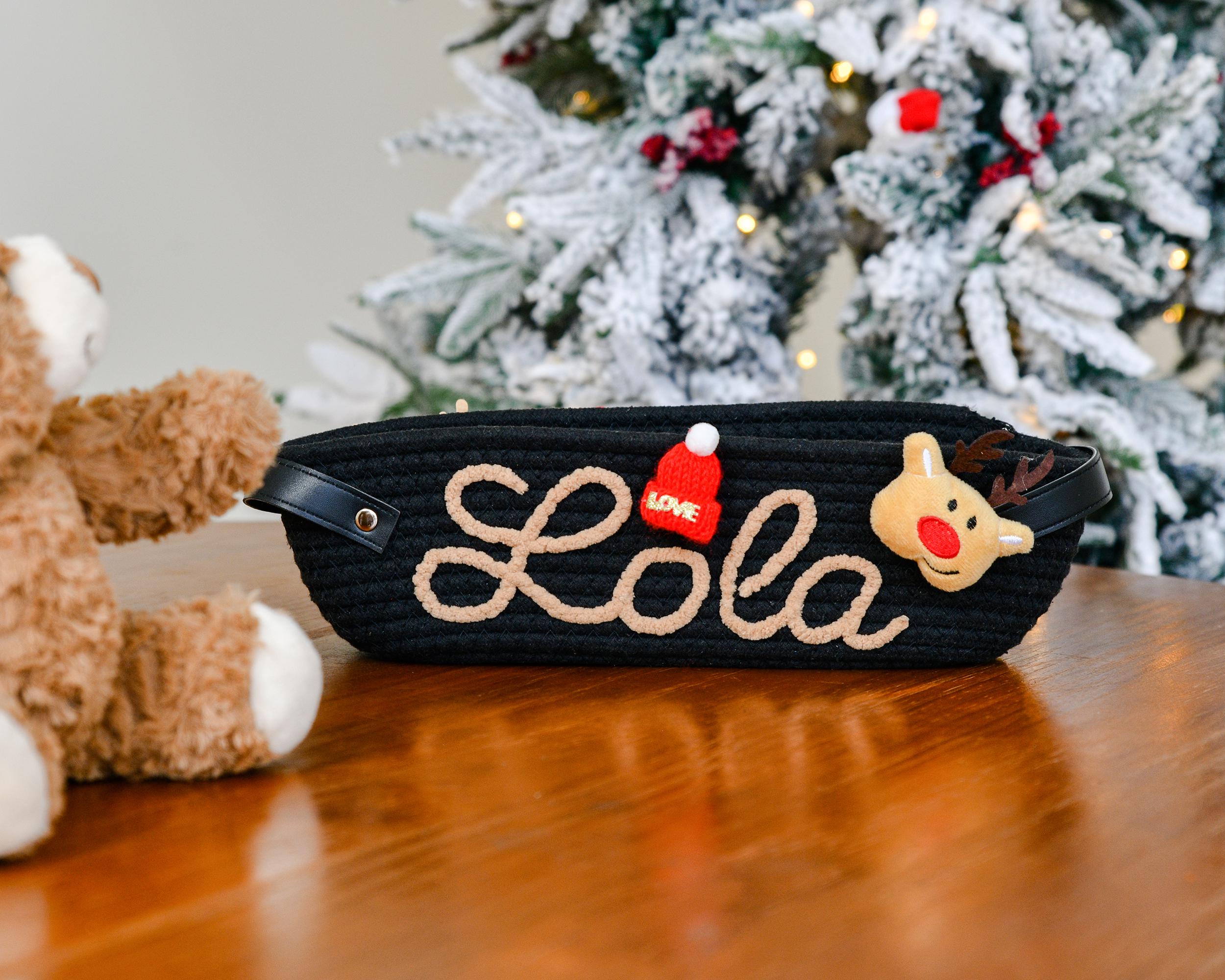 Custom woven storage basket embroidery, personalized, ideal for storing toys, blankets or clothes, ideal gift for Christmas
