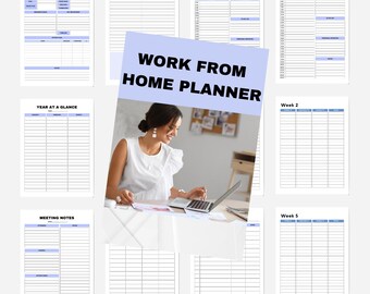 2025 Work From Home Digital Planner: Hourly Productivity, Editable (Digital Download)