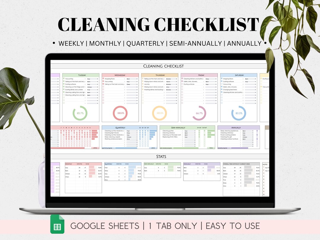Weekly Home Cleaning Checklist Google Sheets Cleaning Spreadsheet ...