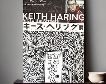 Original Keith Haring A4 Austellungsposter  Kunstplakat / Artwork Print seiner Exhibition „Art on the Streets“ in Tokyo Japan
