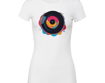 Smältande vinylskiva dam-T-shirt: DJ-musikgåva