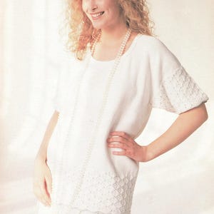 Machine Knitting Pattern - Lady&#39;s Cotton Top with Textured Edgings - Vintage 90s - PDF Instant Download
