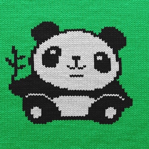 Panda mit Bambus-Strickanleitung - PDF-Muster für Maschinen- & Handstricken, Intarsien, Doppelstich, Fair Isle