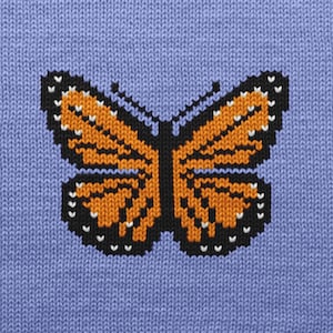 Monarch Butterfly Knitting Chart - PDF Pattern for Machine & Hand Knitting, Intarsia, Fair Isle, Duplicate Stitch Colorwork Motif Home Decor