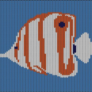 Kupferband-Falterfisch-Strickanleitung - PDF-Muster für Maschinen- & Handstricken, Intarsien, Doppelstich, Fair Isle, Ozeanfisch Design