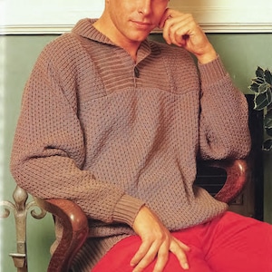 Passap Machine Knitting Pattern of Men&#39;s Tuck Stitch Sweater with Shawl Collar | 90s Vintage Knitting Pattern for Passap & Pfaff Machines