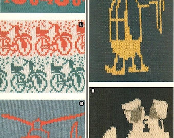 Nautical and Motif charts for machine knitting Pattern - PDF Instant Download Collection - from vintage magazine of 90s - fairisle, intarsia