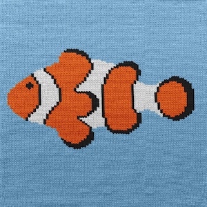 Clownfish Knitting Chart – PDF Pattern for Machine & Hand Knitting for sweaters, pullovers, tote bags, dishcloths, or home decor
