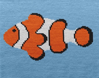 Clownfish Knitting Chart – PDF Pattern for Machine & Hand Knitting for sweaters, pullovers, tote bags, dishcloths, or home decor