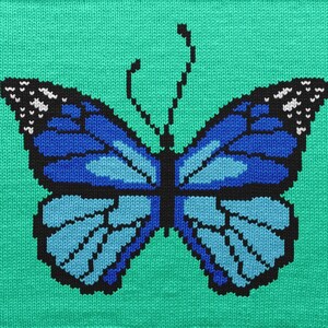 Morpho Blue Butterfly Knitting Chart – PDF Pattern for Machine & Hand Knitting, Intarsia, Fair Isle, Duplicate Stitch colorwork